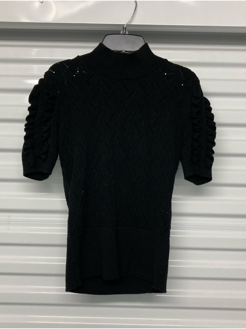White House Black Market Black Short-Sleeve Turtleneck Sweater